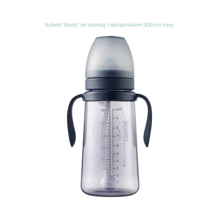 Kubek Mother-K "Basic" ze słomką i obciążnikiem 300 ml navy