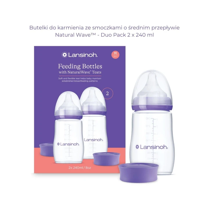 Butelki do karmienia ze smoczkami o średnim przepływem Natural Wave® 240ml - Duo Pack