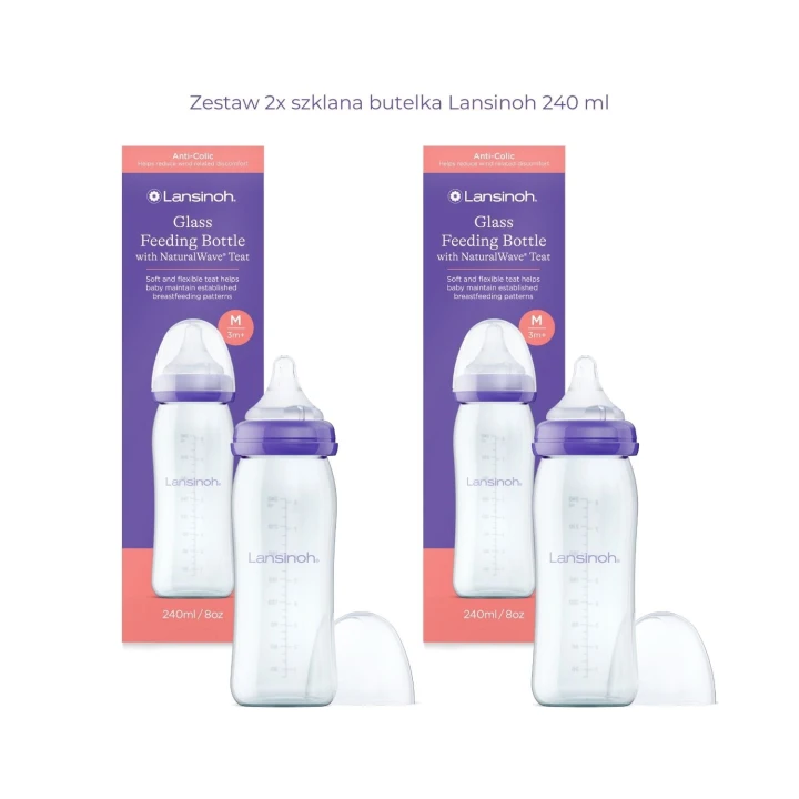 Zestaw 2x szklana butelka Lansinoh 240 ml