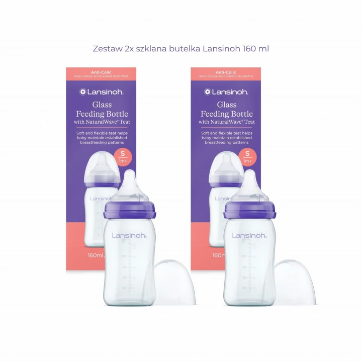 Zestaw 2x szklana butelka Lansinoh 160 ml