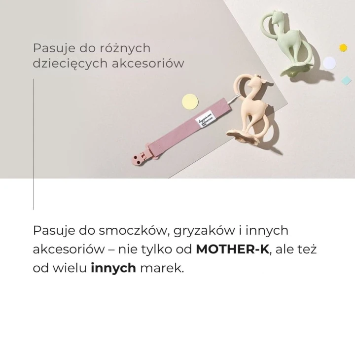 Zawieszka z klipsem do smoczka Mother-K różowa